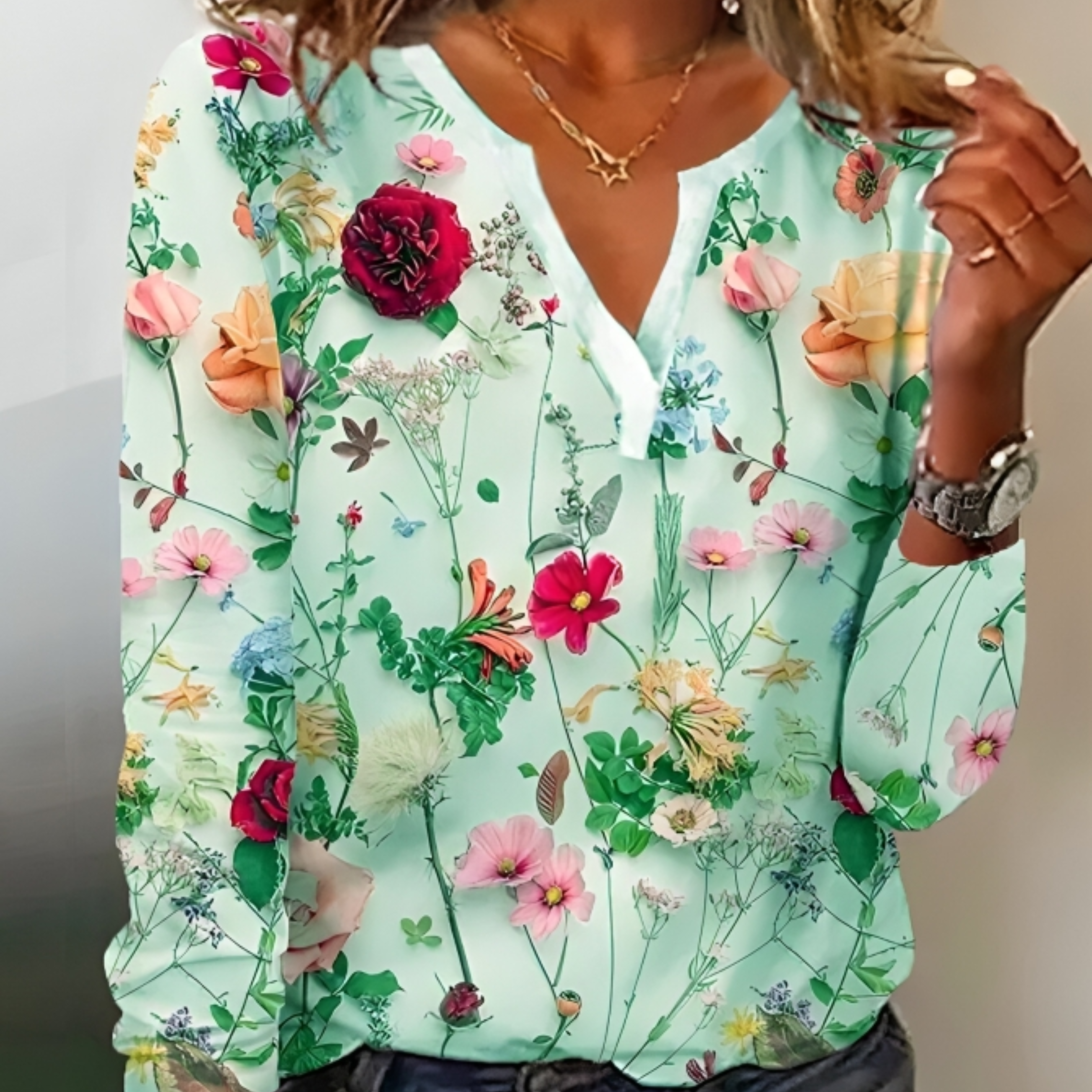 Eléane | Blouse Femme | Imprimé Fleuri et Col V