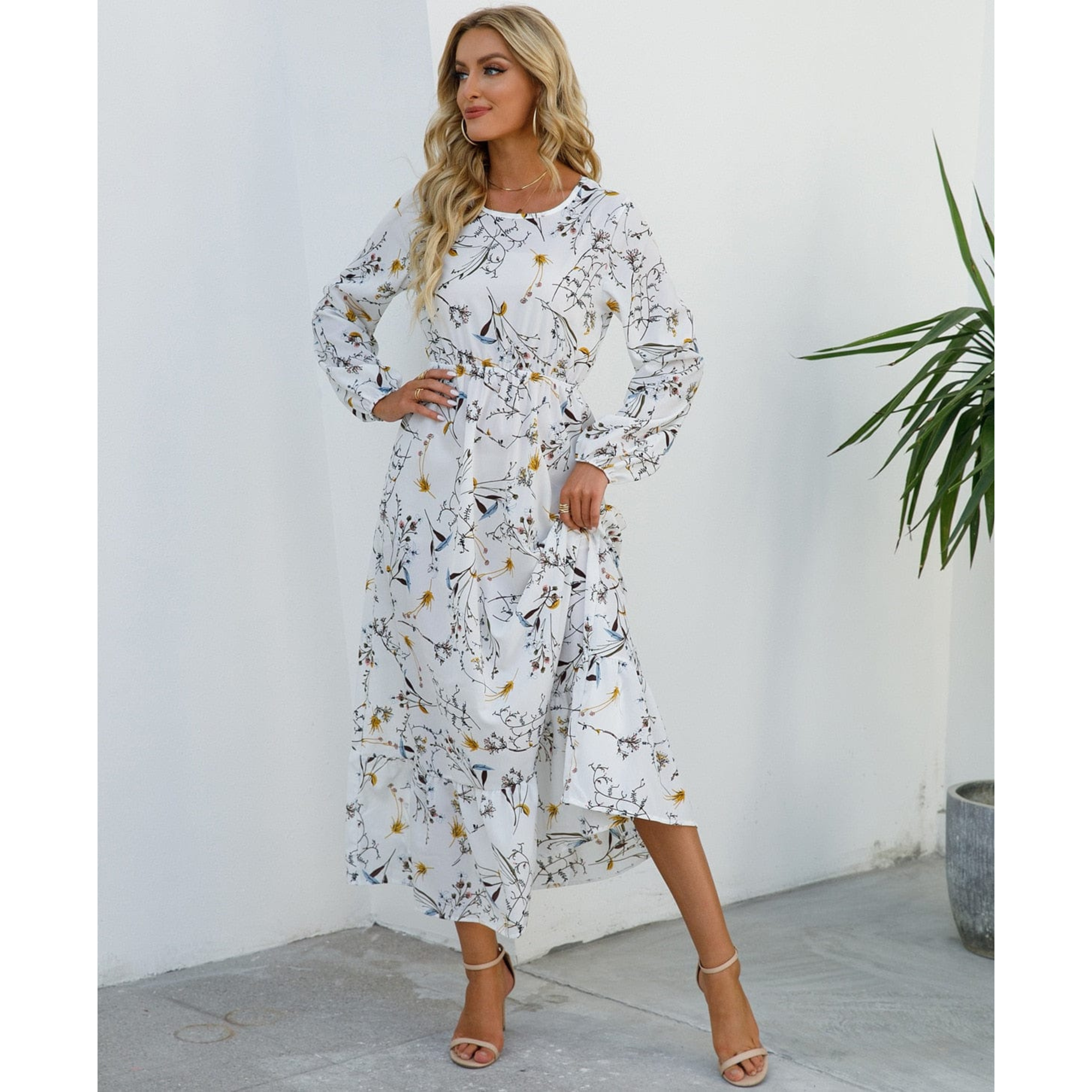 Femmes Robe Midi Boho | Imprimé Fleuri et Style Cérémonie