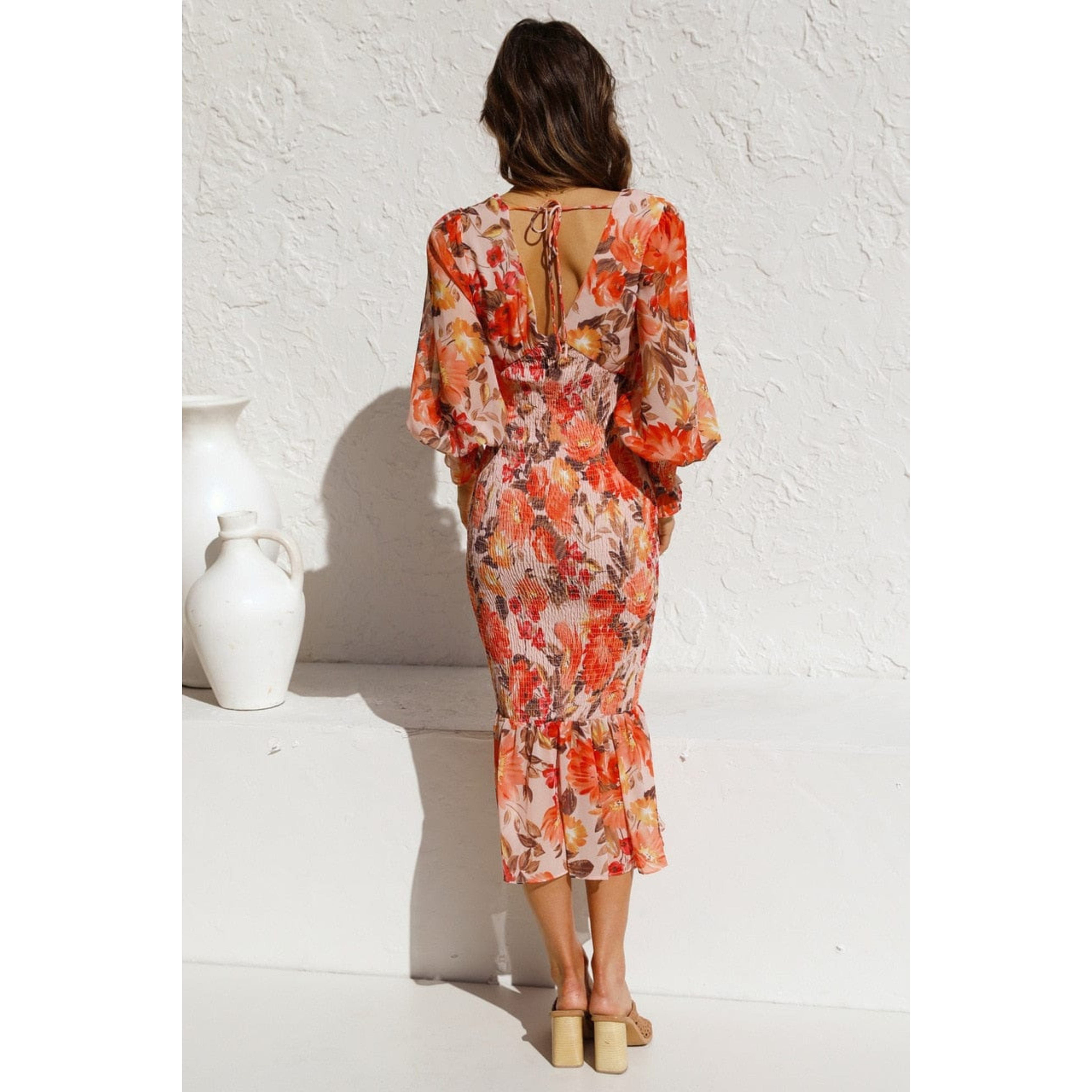 Femmes Robe Manches Longues | Imprimé Chic et Col V