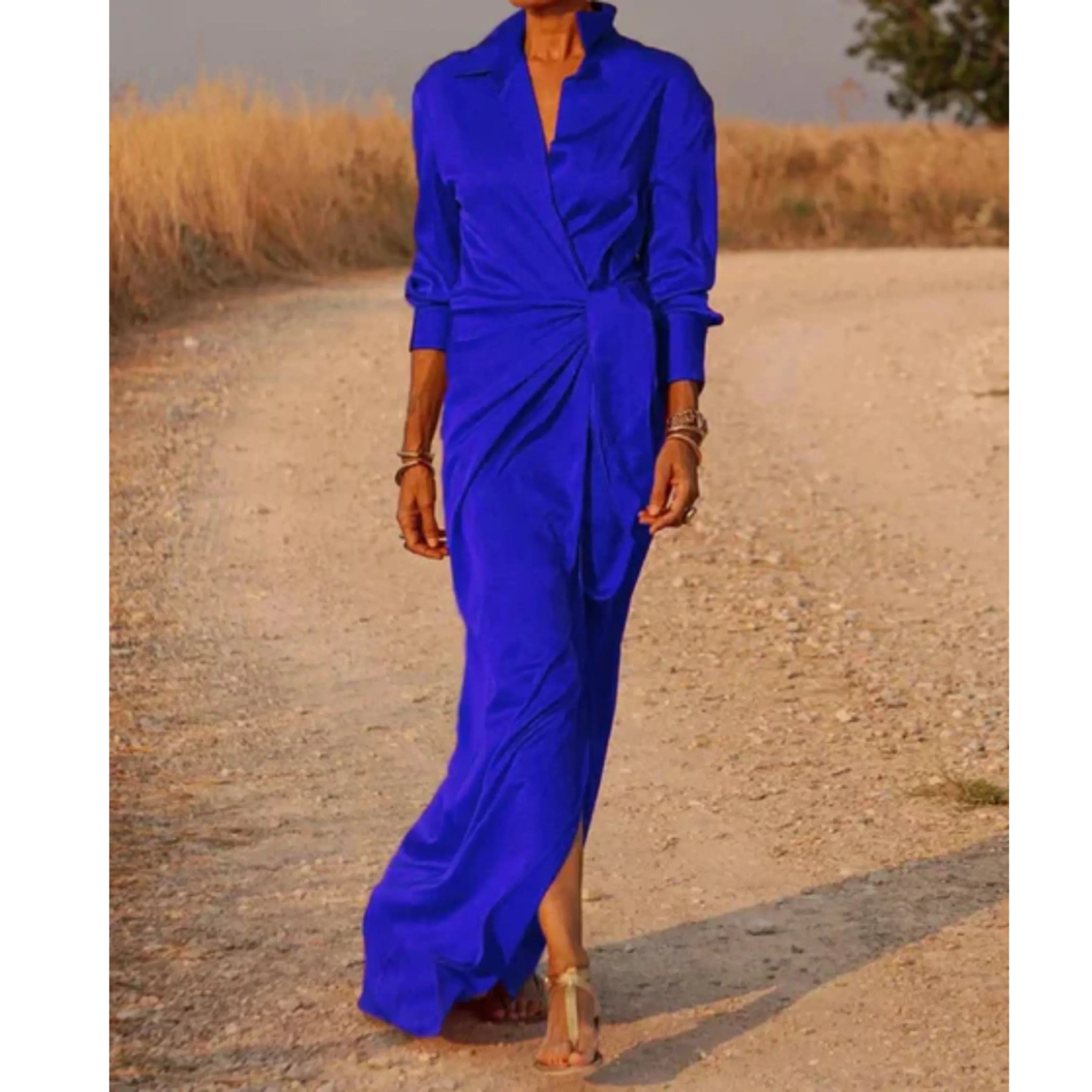 Femmes Robe Chemise Portefeuille | Maxi