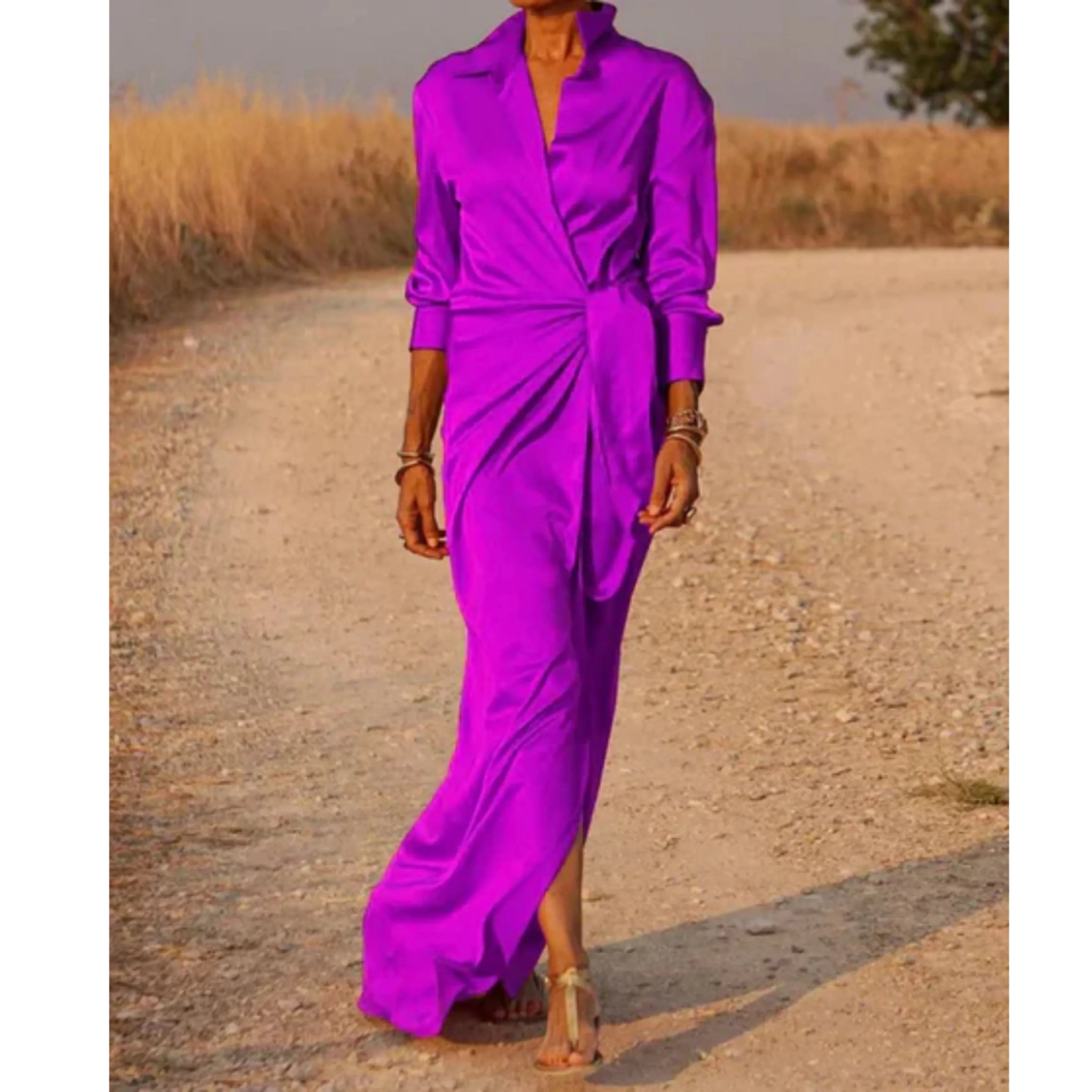 Femmes Robe Chemise Portefeuille | Maxi