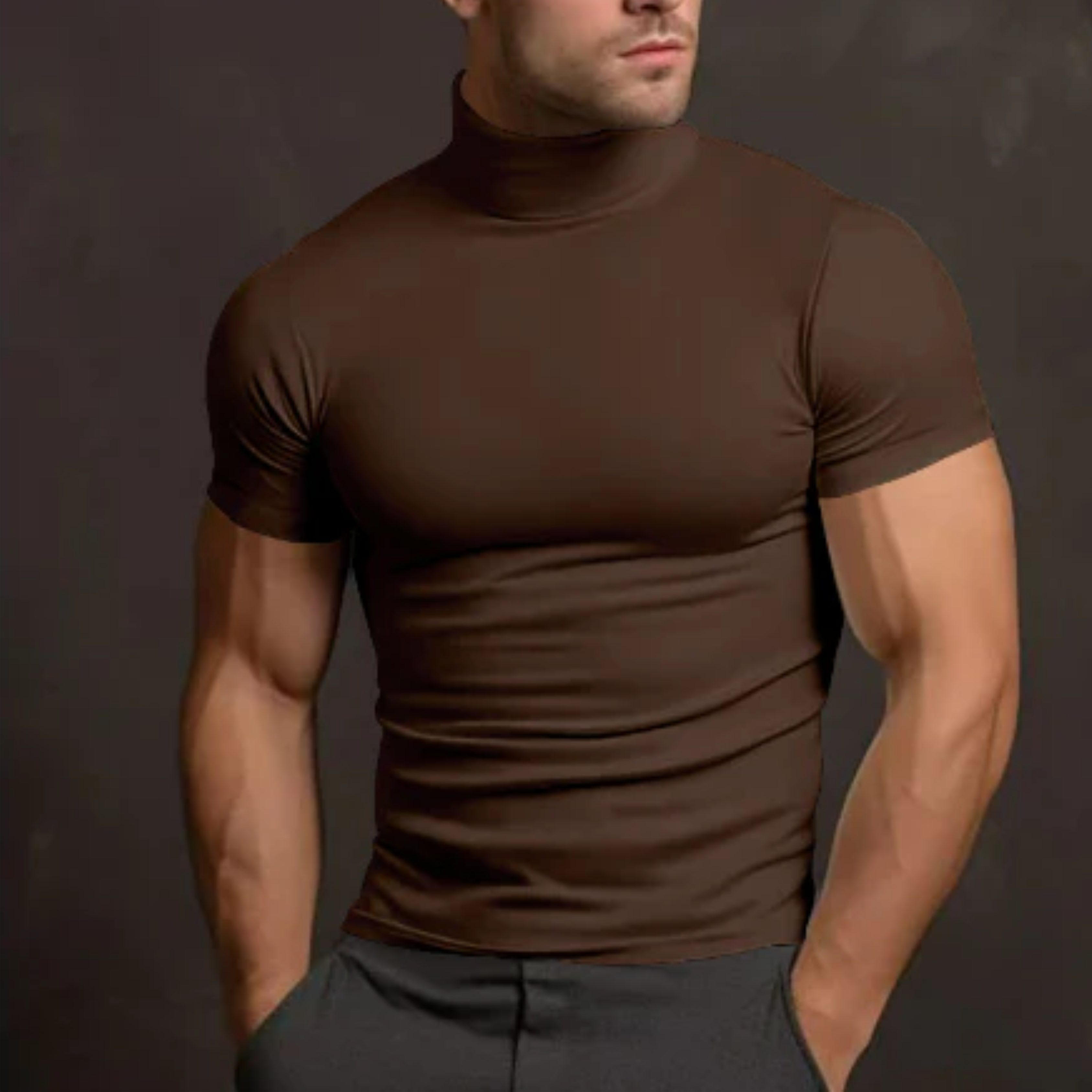 Gervais | Homme T-Shirt Col Roulé | Coupe Ajustée et Confort