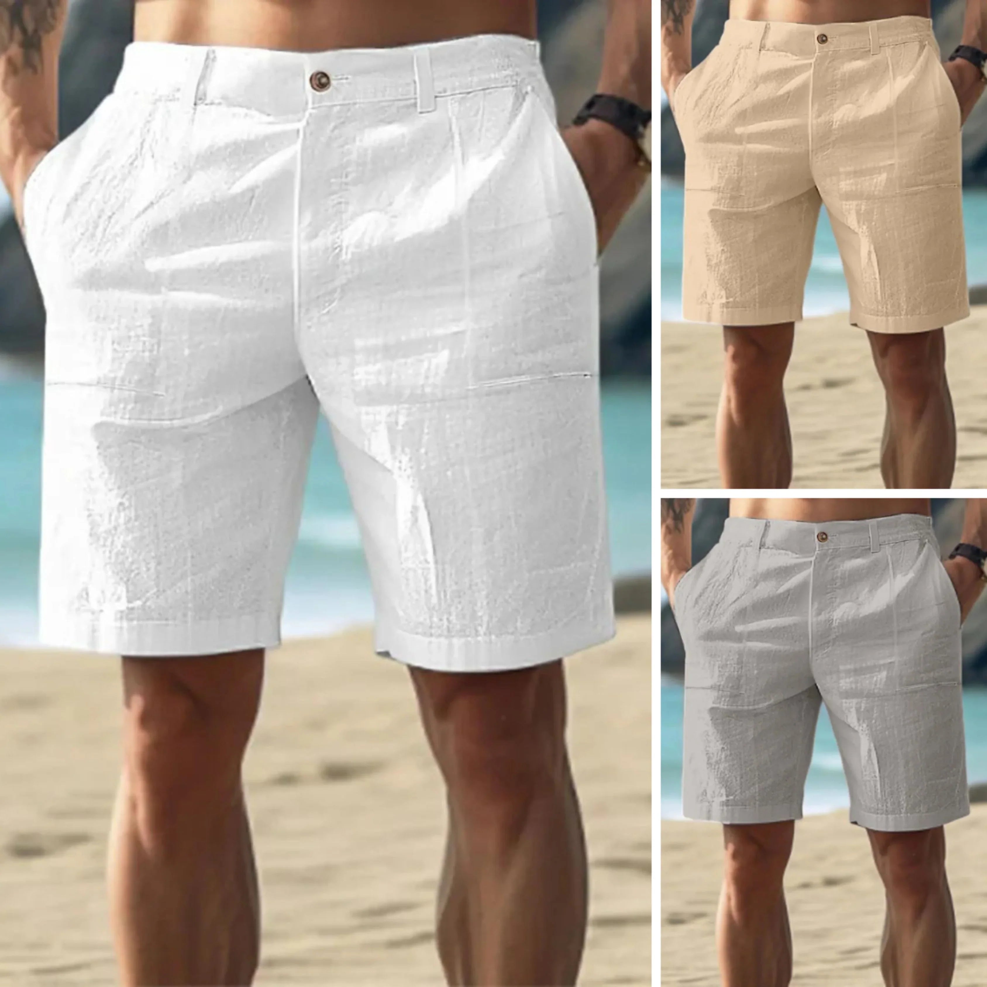 Hommes Shorts Lin | Décontracté Été