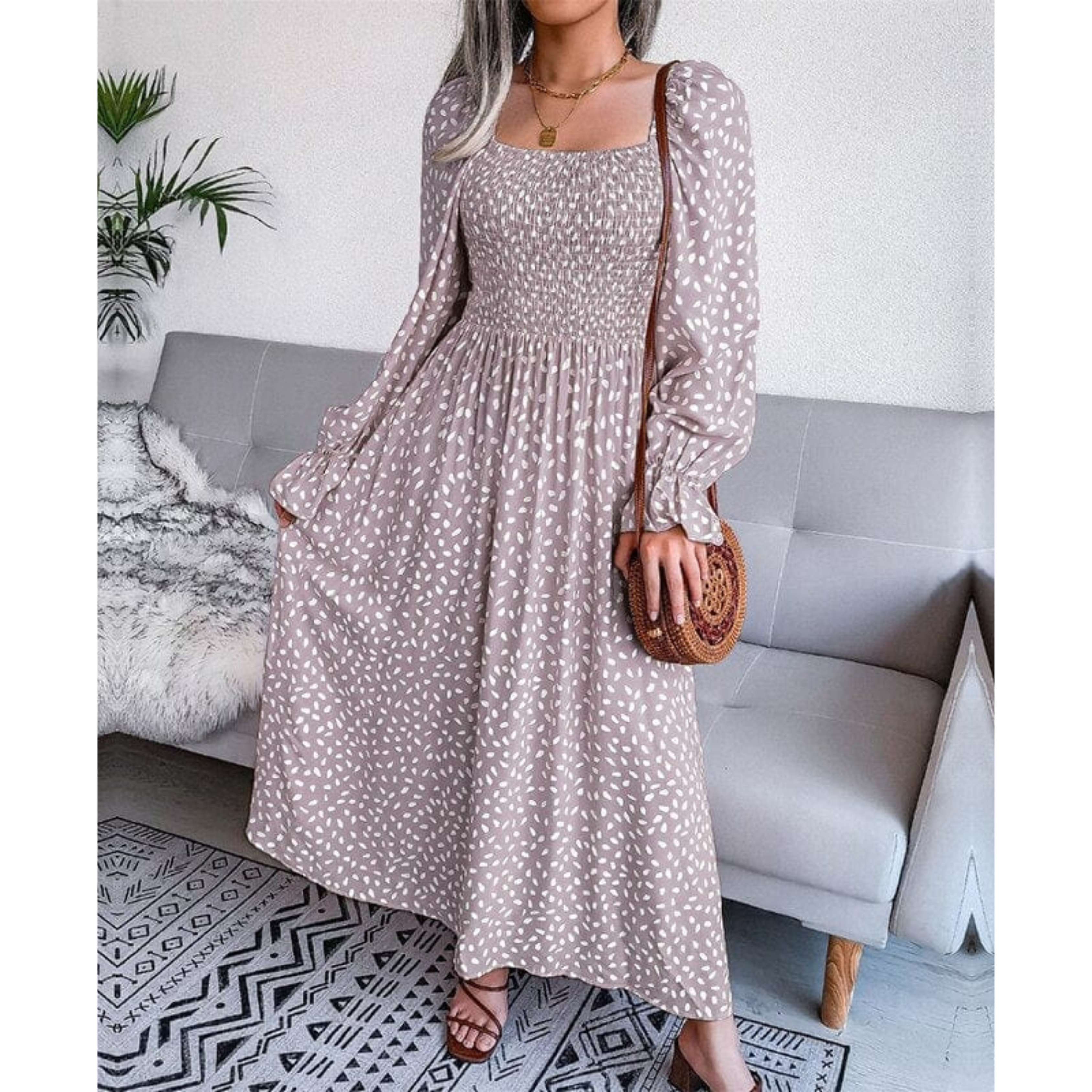 Femmes Robe Maxi Manches Longues | Coupe Fluide