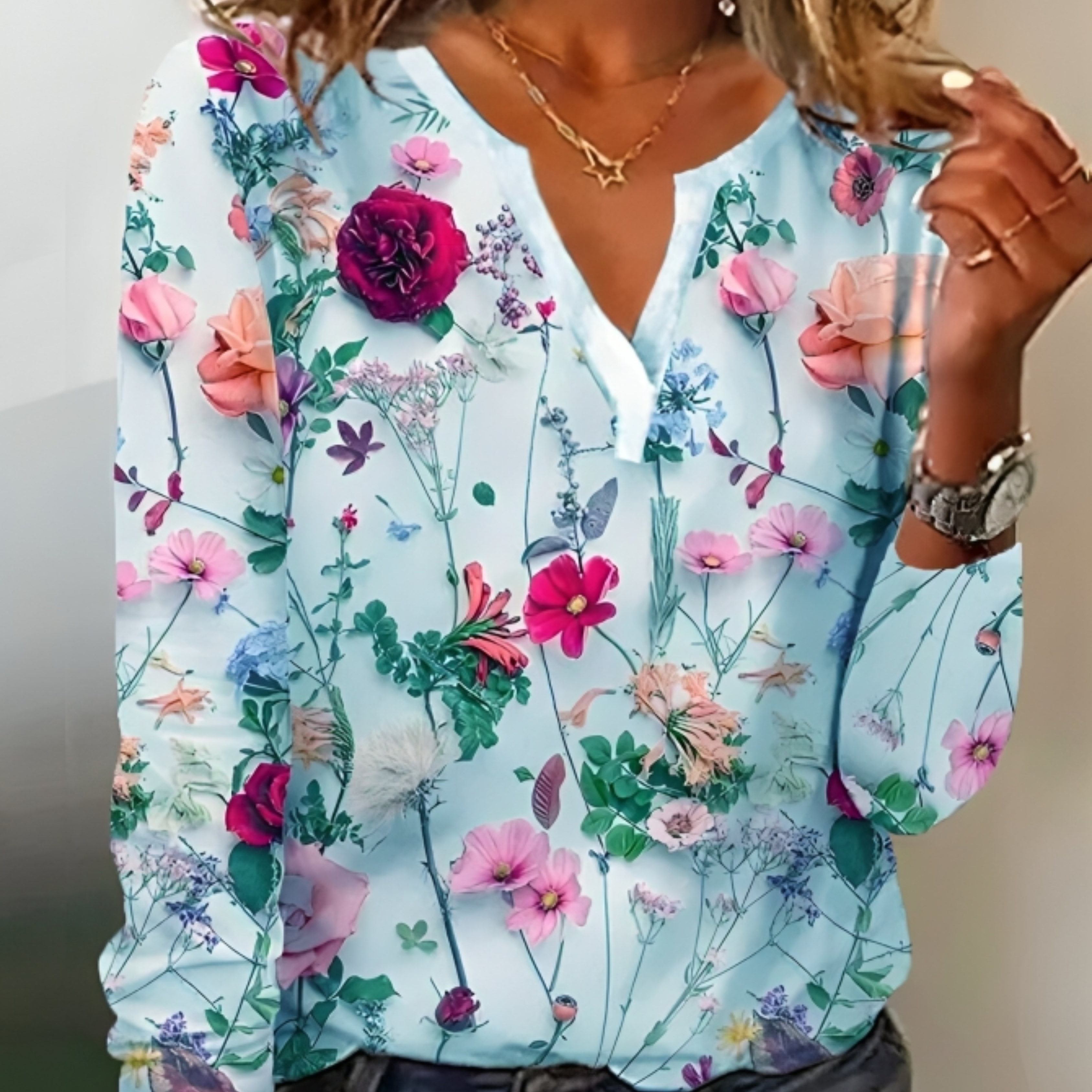 Eléane | Blouse Femme | Imprimé Fleuri et Col V
