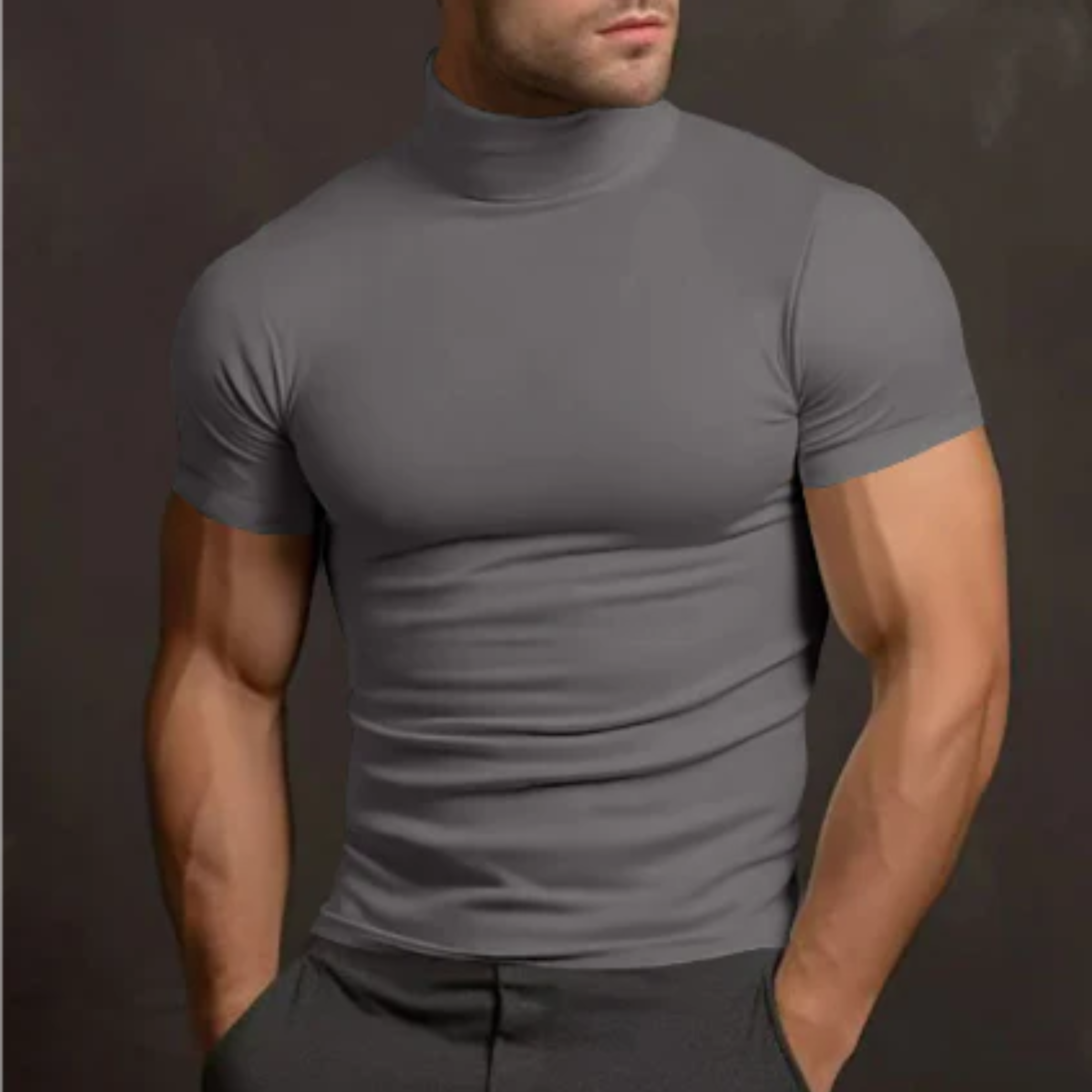 Gervais | Homme T-Shirt Col Roulé | Coupe Ajustée et Confort