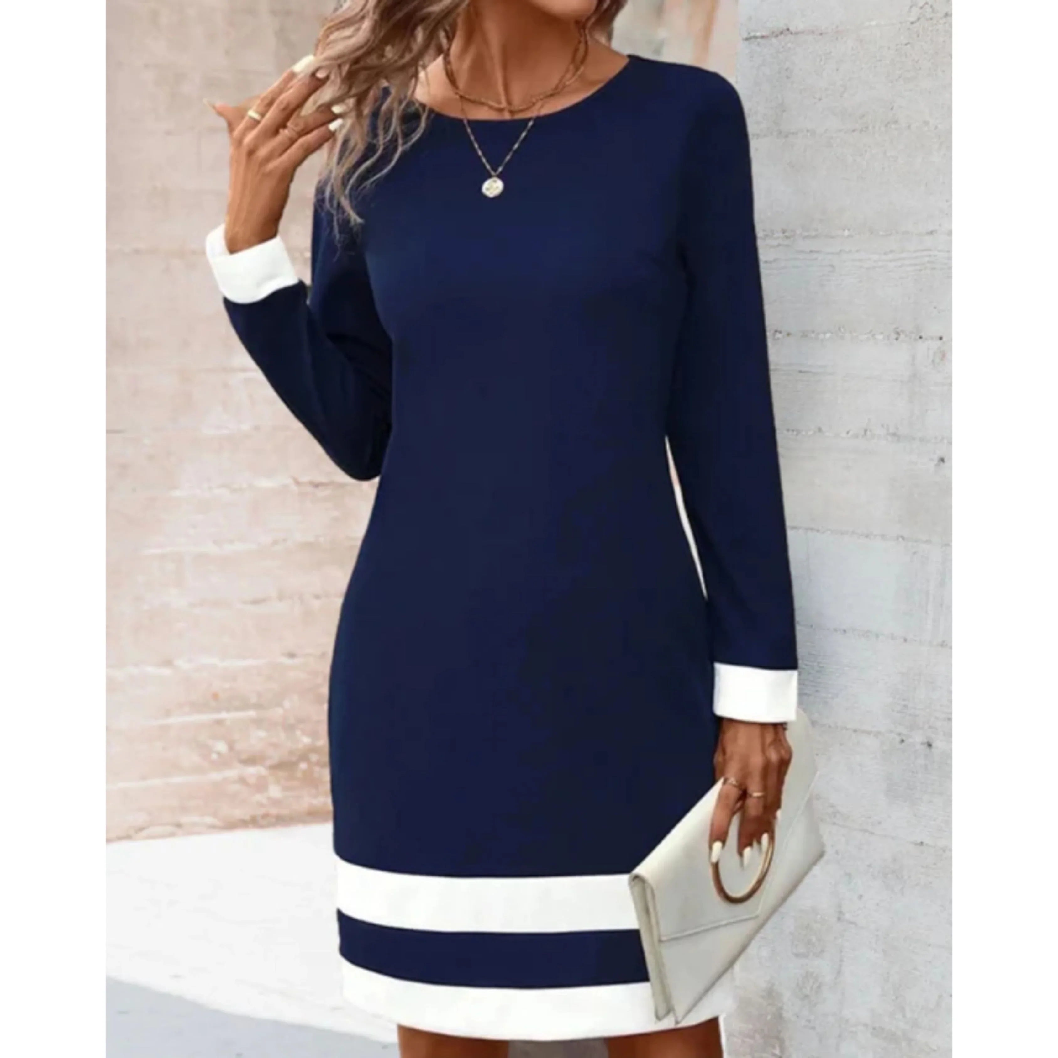 Femmes Robe Travail Décontractée | Manches Longues Mini