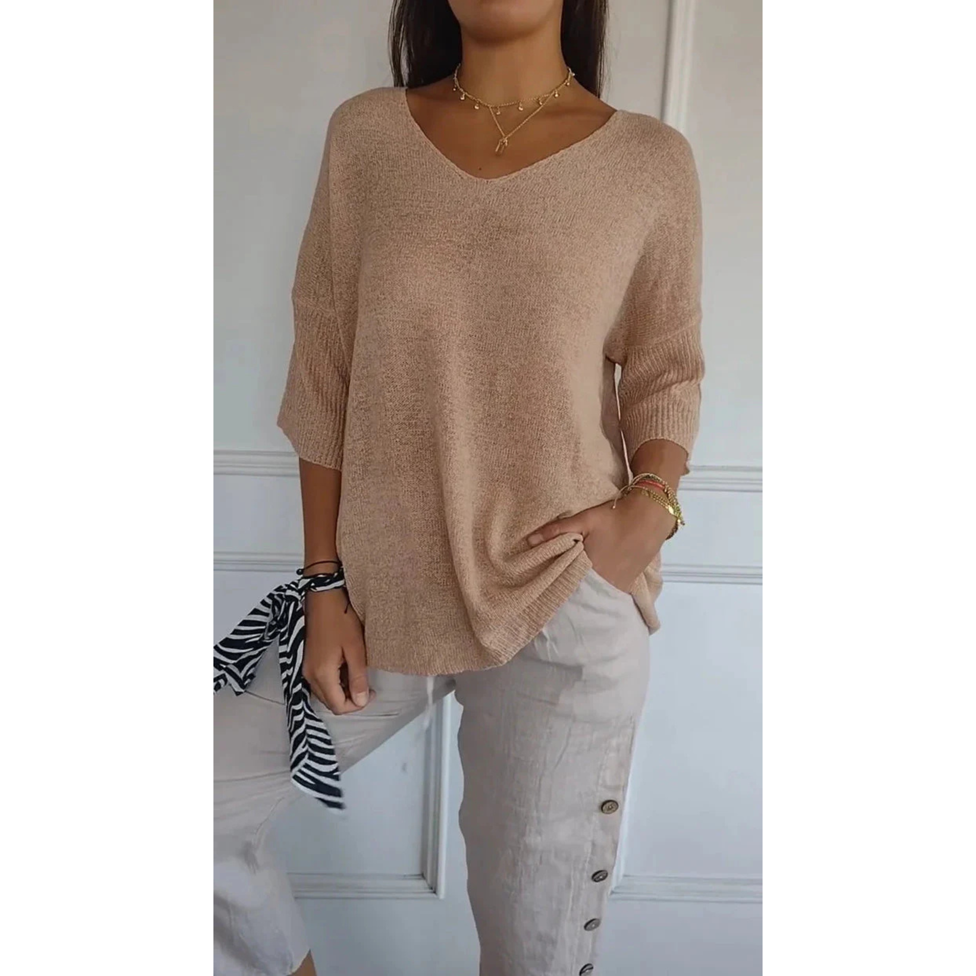 Femmes Top Maille | Décolleté V Confortable