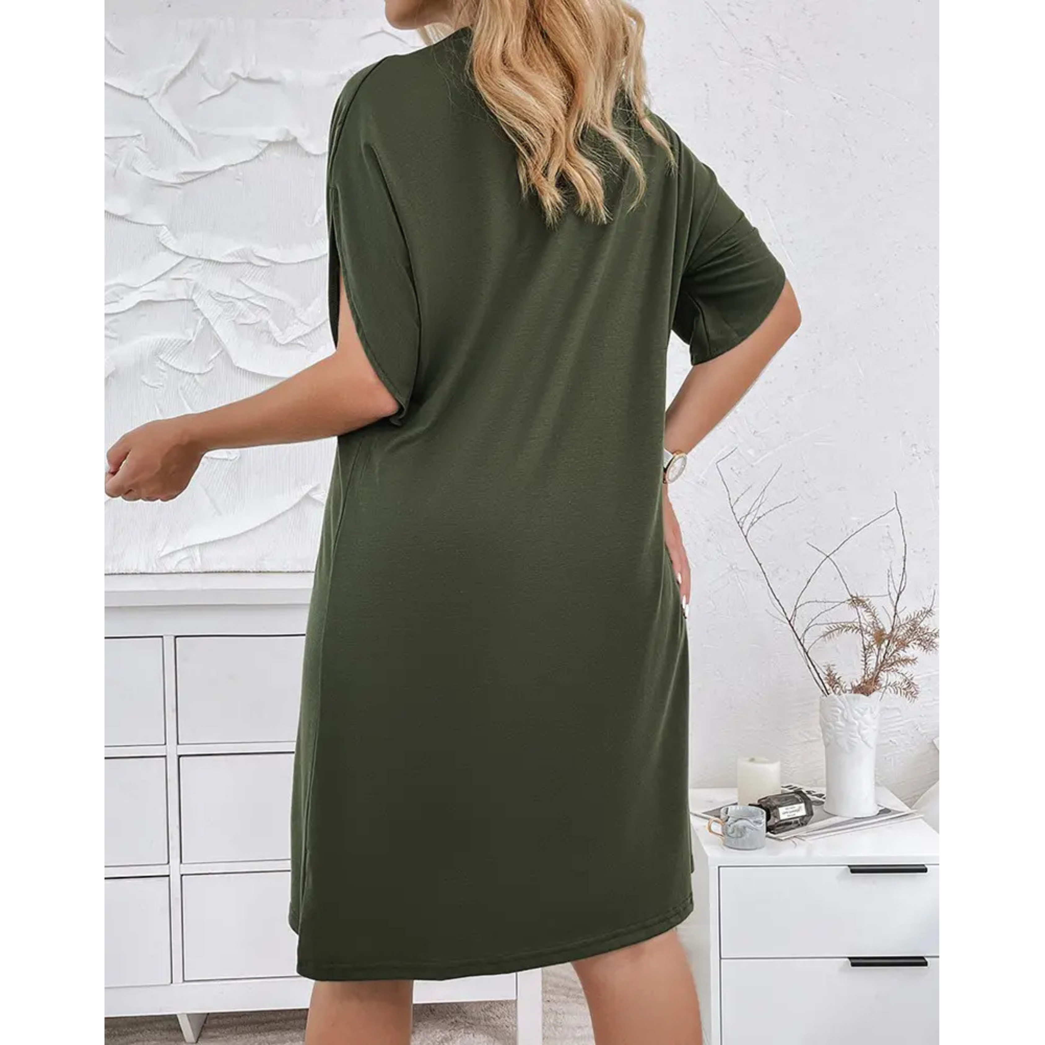 Femmes Robe Premium | Geraffée V-Ausschnitt