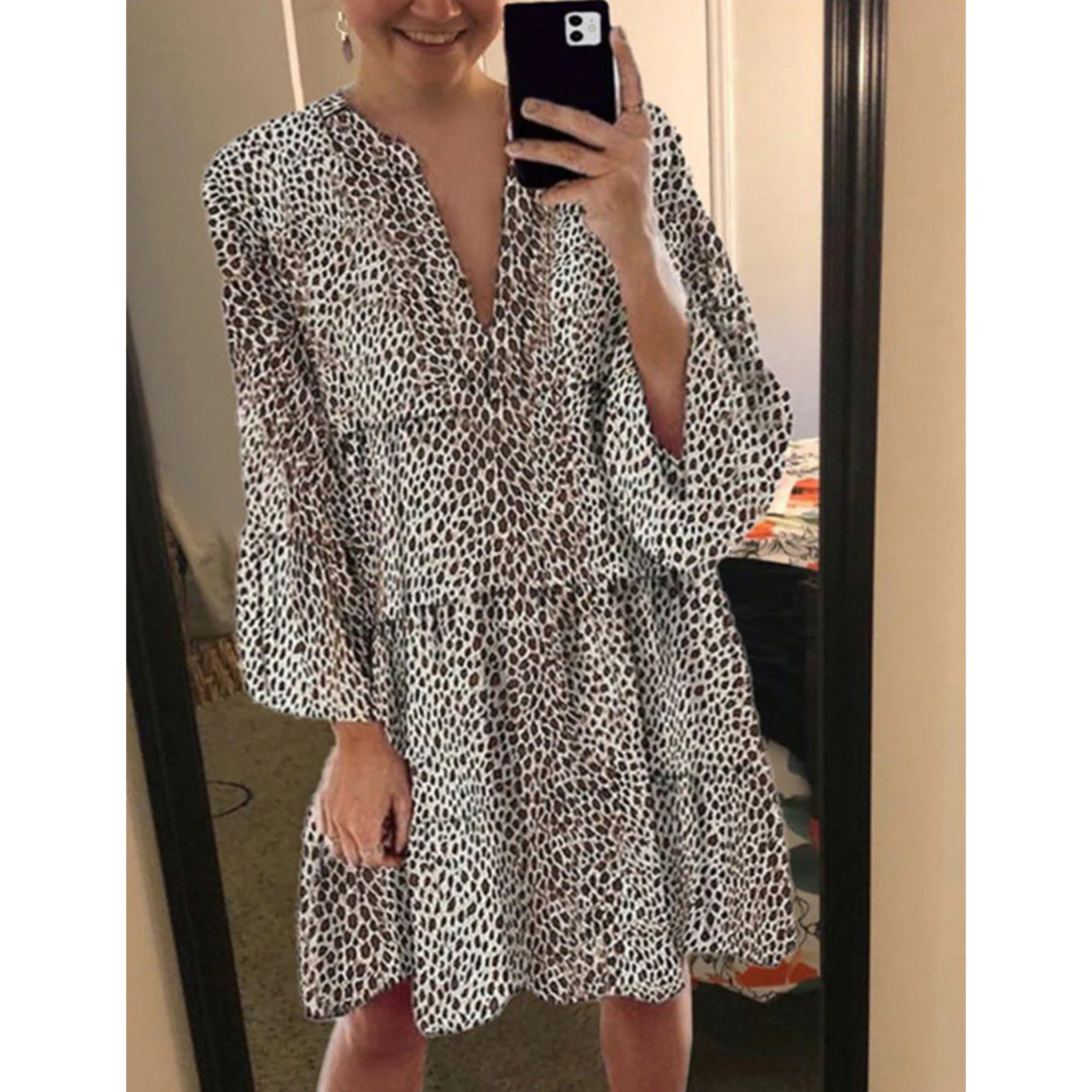 Femmes Robe Mi-Longue | Motif Léopard