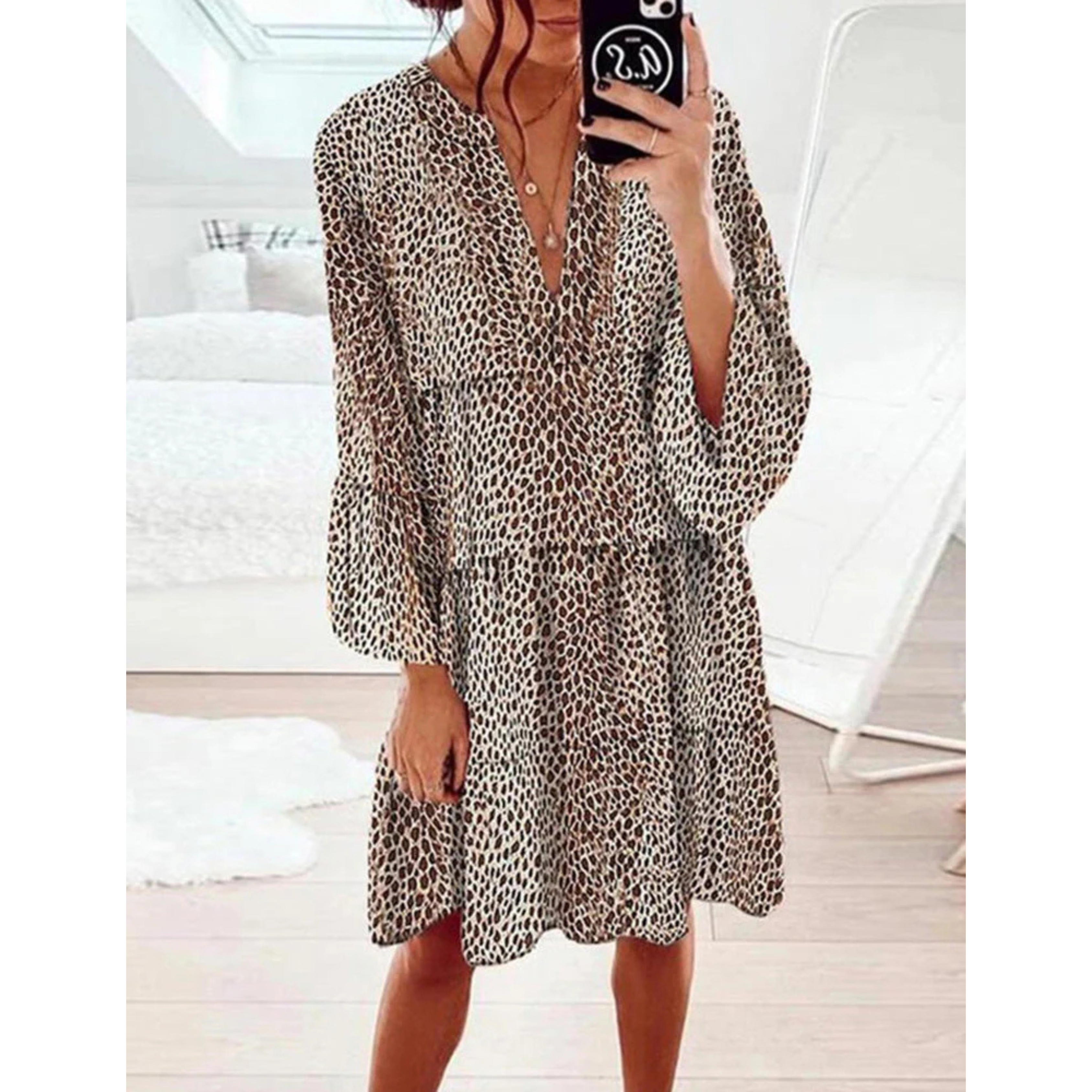 Femmes Robe Mi-Longue | Motif Léopard