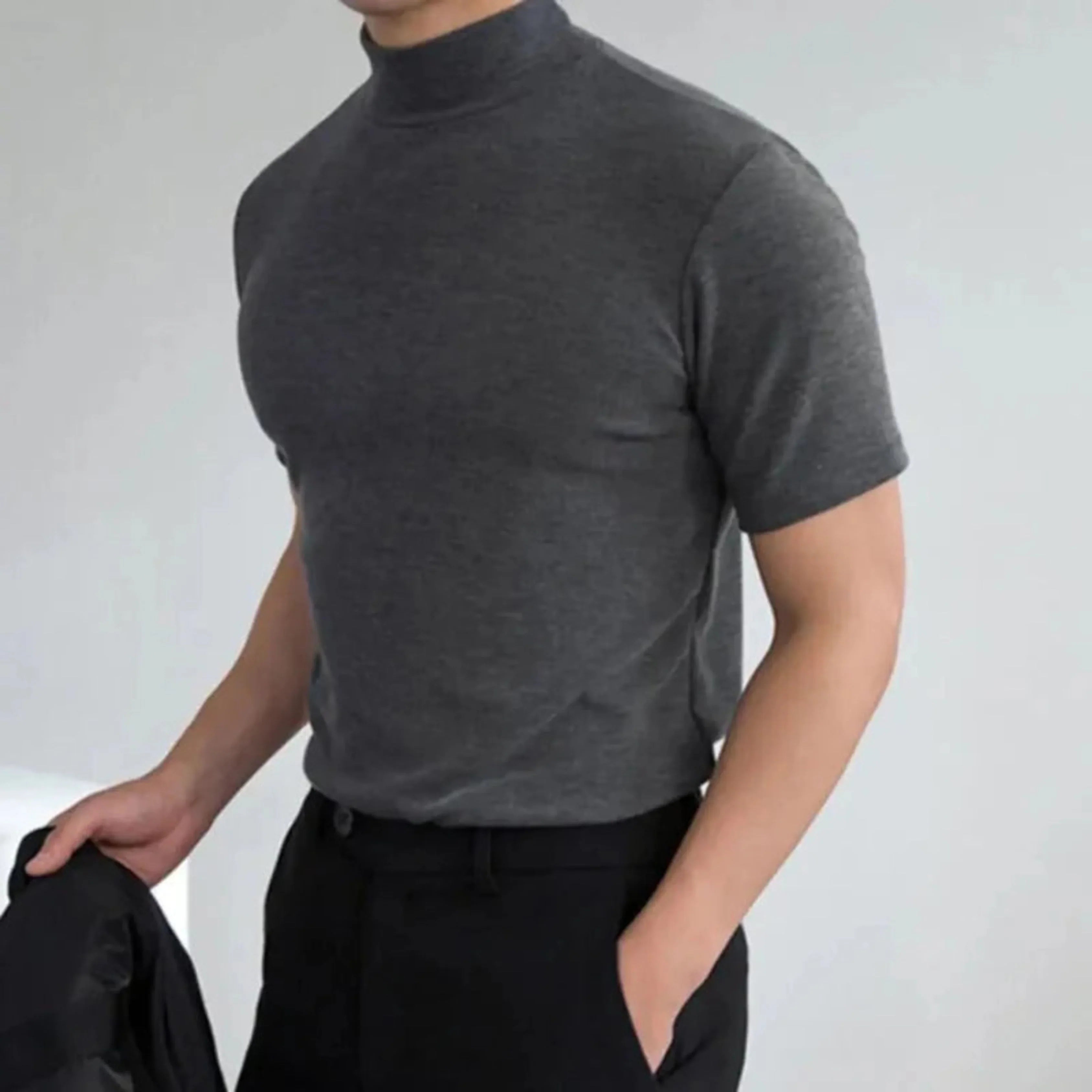 Hommes T-Shirt Basique | Col Haut Confortable Sobre